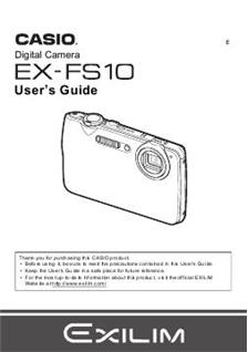 Casio Exilim EX FS 10 manual. Camera Instructions.